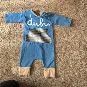 Rags to Raches 3-6 mths blue romper. Good cond